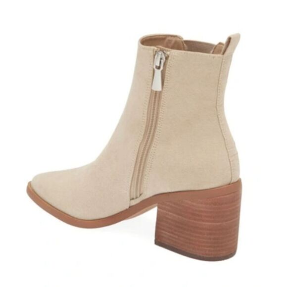 New BP. Baylee Bootie in Beige Taupe suede stretch side high block heeled tan 10 - Picture 3 of 4